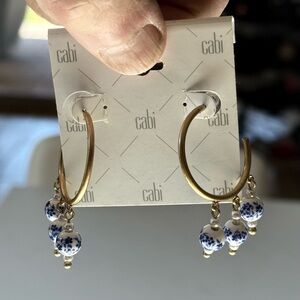 CABI Gold Hoop Earrings with Blue Accents